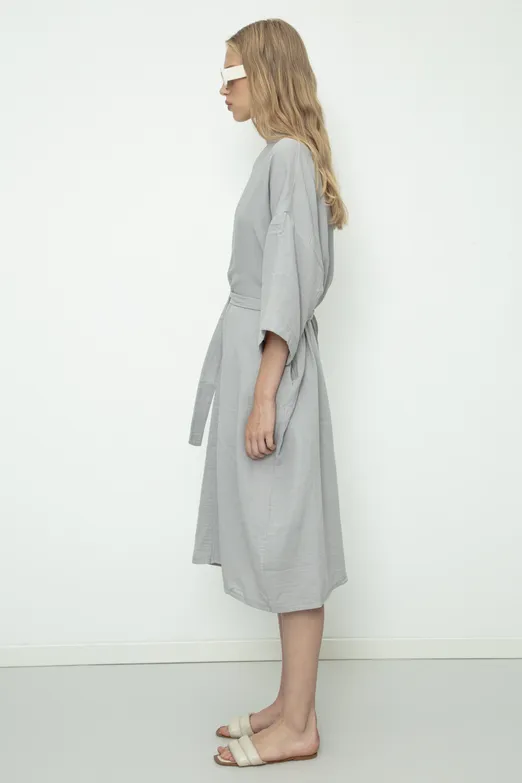 Bayan Gri %100 Cotton Müslin  Kimono - BSL
