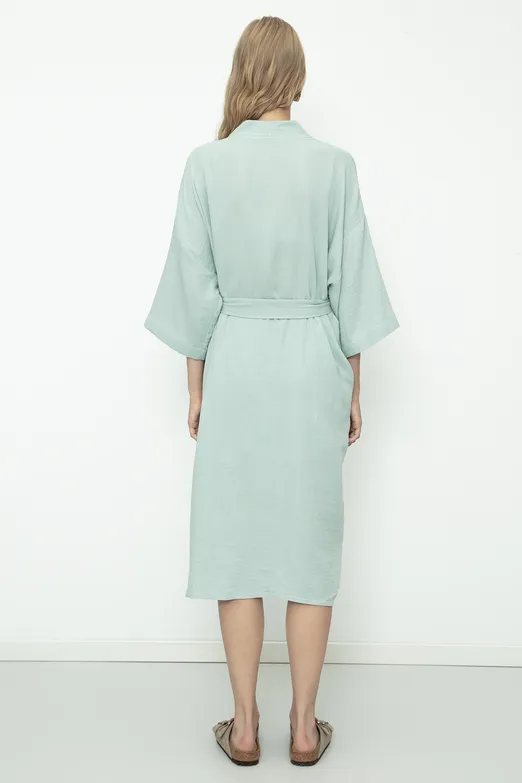 Bayan Yeşil %100 Cotton Müslin  Kimono - BSL