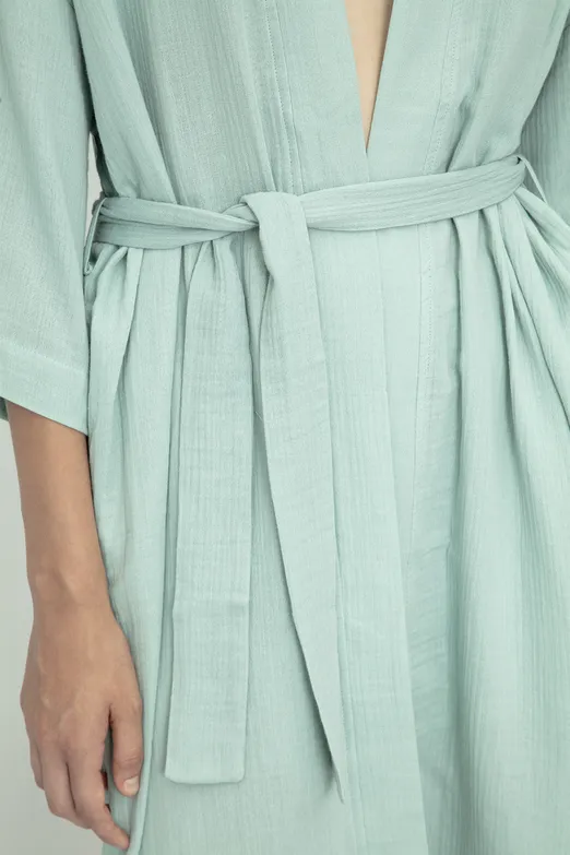 Bayan Yeşil %100 Cotton Müslin  Kimono - BSL