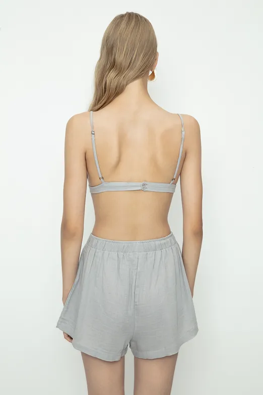 Bayan Gri %100 Cotton Müslin Askılı Bustiyer - BSL