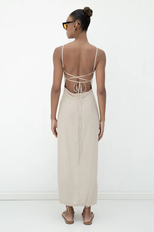 Bayan Vizon Askılı Midi Korse Elbise - BSL