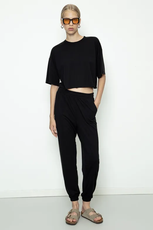 Bayan Siyah Modal  Jogger Pantolon - BSL