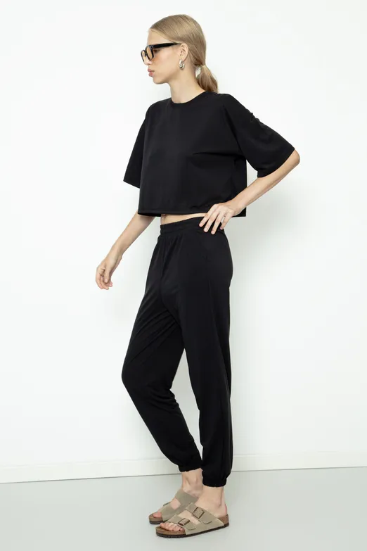 Bayan Siyah Modal  Jogger Pantolon - BSL