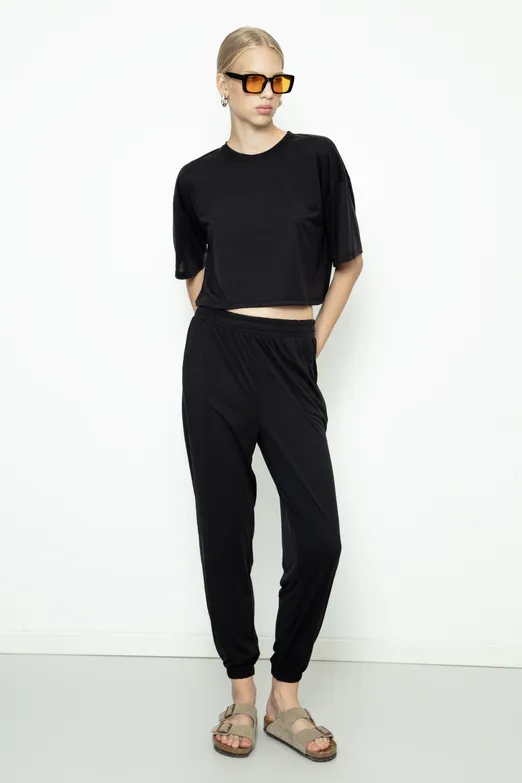 Bayan Siyah Modal  Jogger Pantolon - BSL