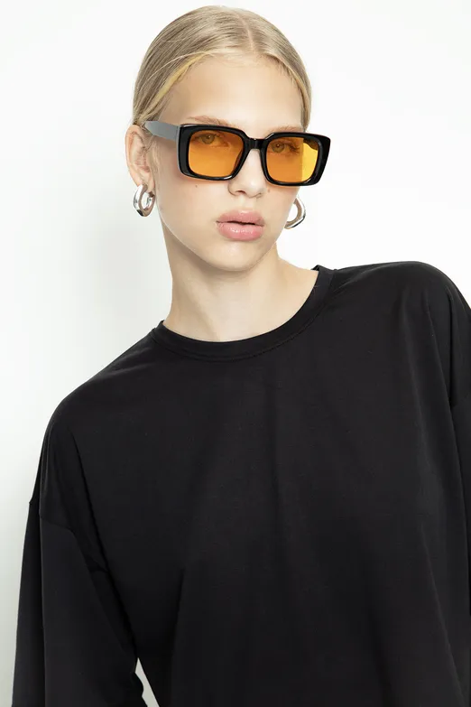 Bayan Siyah Modal Basic Crop Tshirt - BSL