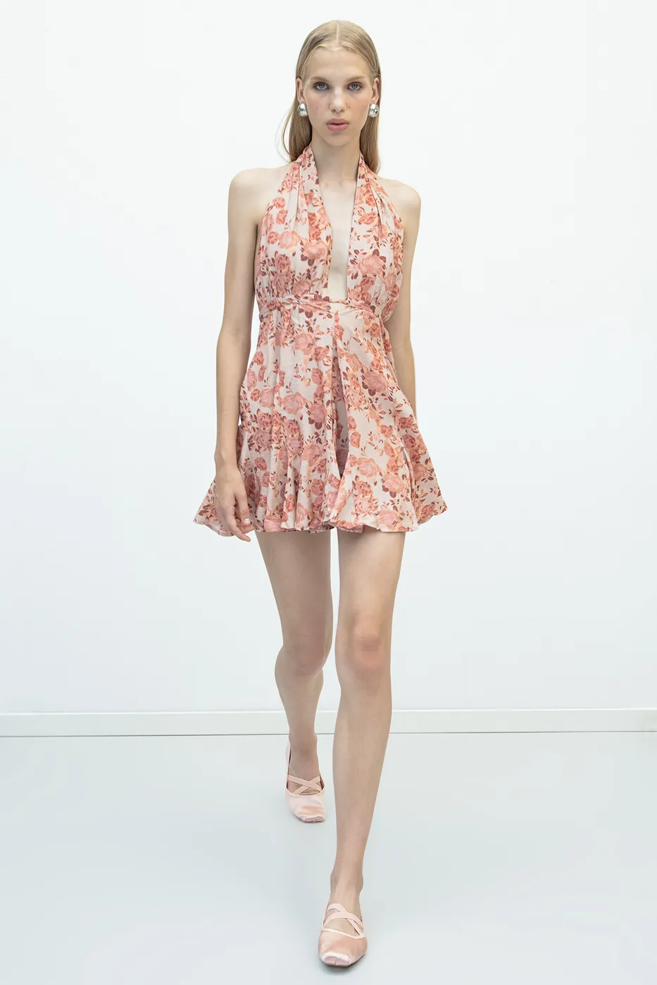 Bayan Somon Volanlı Etek Detaylı  Mini Elbise