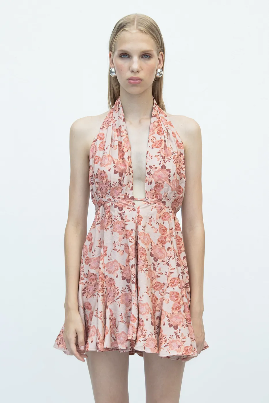 Bayan Somon Volanlı Etek Detaylı  Mini Elbise