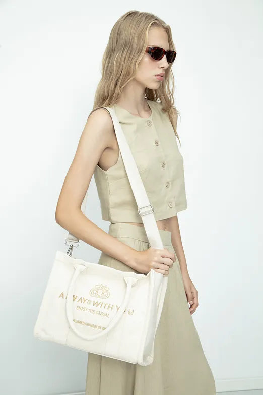 Bayan Bej Kanvas Çanta - BSL