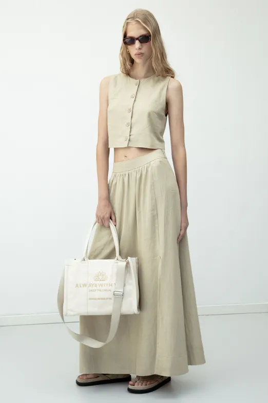 Bayan Bej Kanvas Çanta - BSL