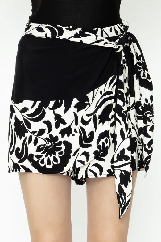 Bayan Siyah Yandan Bağlamalı Mini Şort Etek - BSL