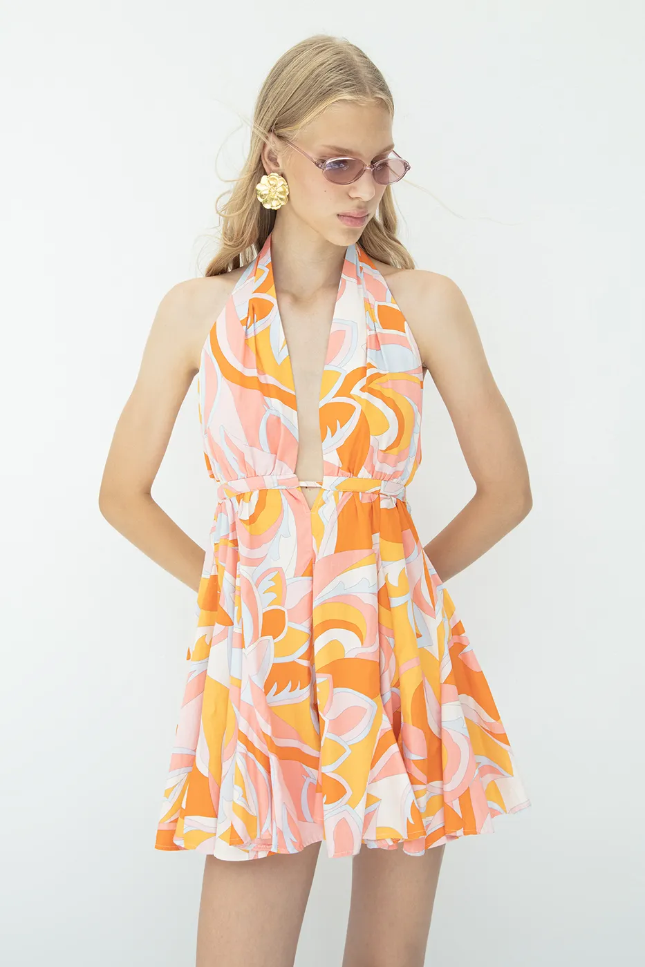 Bayan Multı %100 Cotton Volanlı  Etek  Detaylı  Mini  Elbise