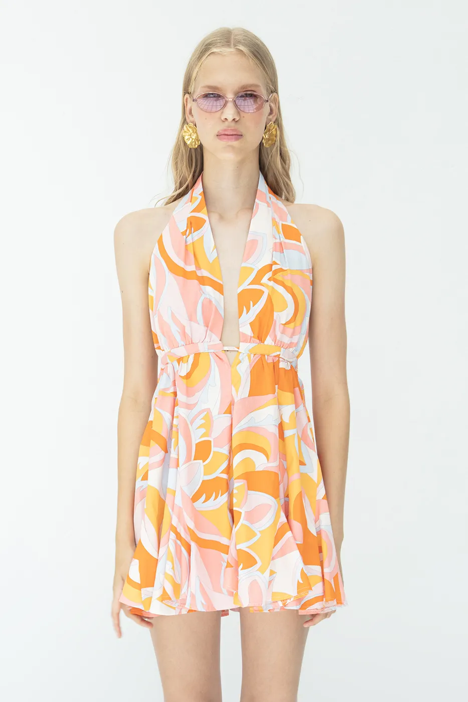 Bayan Multı %100 Cotton Volanlı  Etek  Detaylı  Mini  Elbise