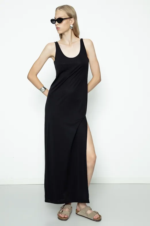 Bayan Siyah Modal Maksi Elbise - BSL