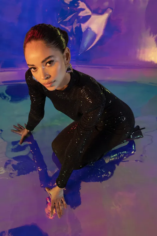 Bayan Siyah Vatkalı Pulpayet Midi Kalem Elbise - BSL