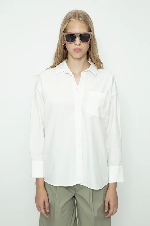 Bayan Beyaz %100 Cotton Oversize Gömlek - BSL