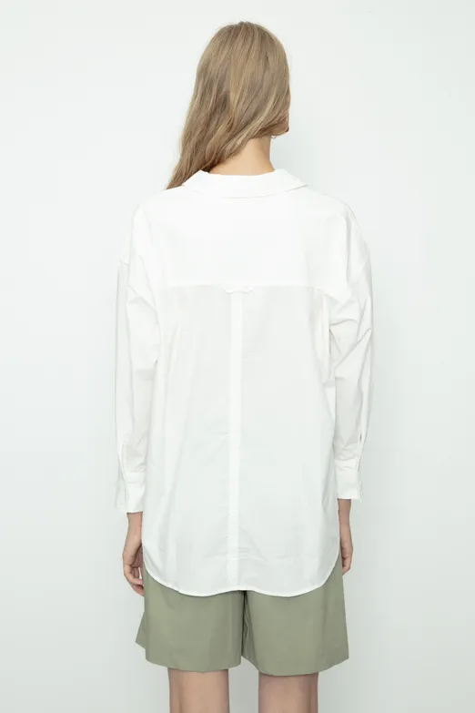 Bayan Beyaz %100 Cotton Oversize Gömlek - BSL