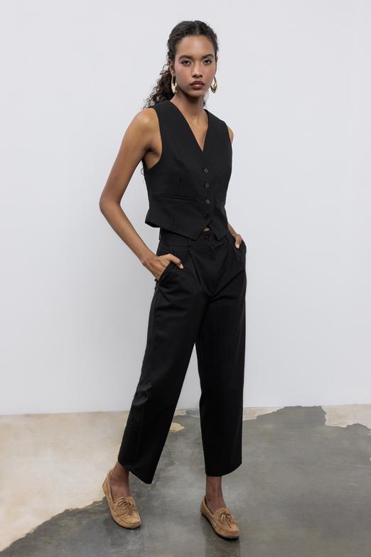 Bayan  Boru Paça Kumaş Pantolon