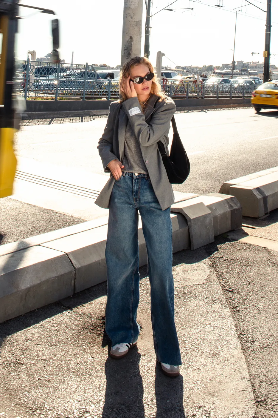 Bayan Mavi Baggy Normal Bel Denim Pantolon