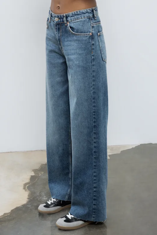 Bayan Mavi Baggy Normal Bel Denim Pantolon - BSL
