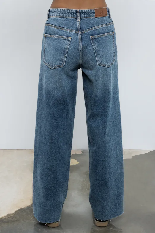 Bayan Mavi Baggy Normal Bel Denim Pantolon - BSL