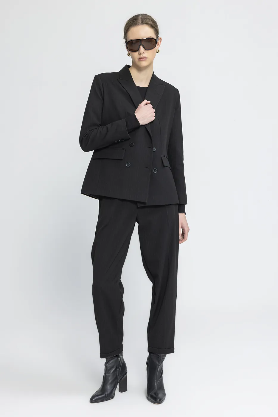 Bayan Siyah Baggy Kumaş Pantolon