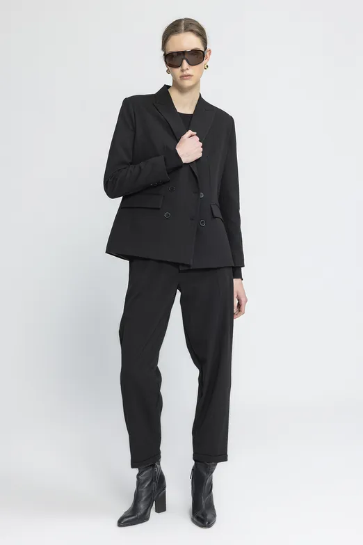 Bayan Siyah Baggy Kumaş Pantolon - BSL