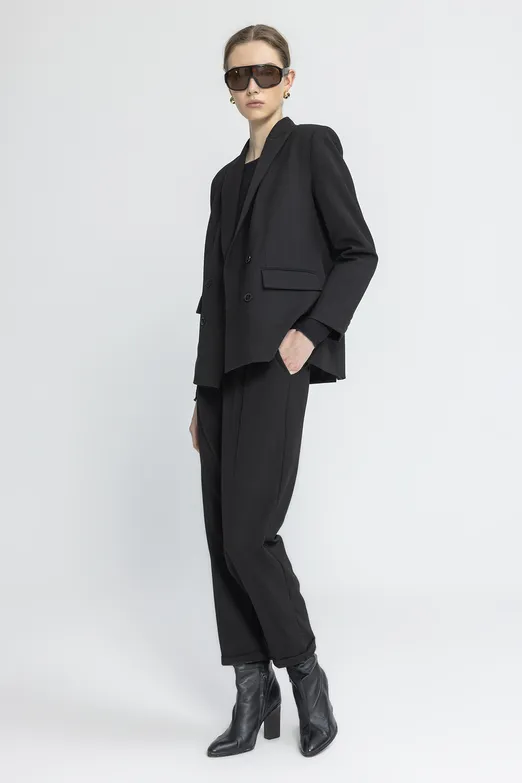 Bayan Siyah Baggy Kumaş Pantolon - BSL