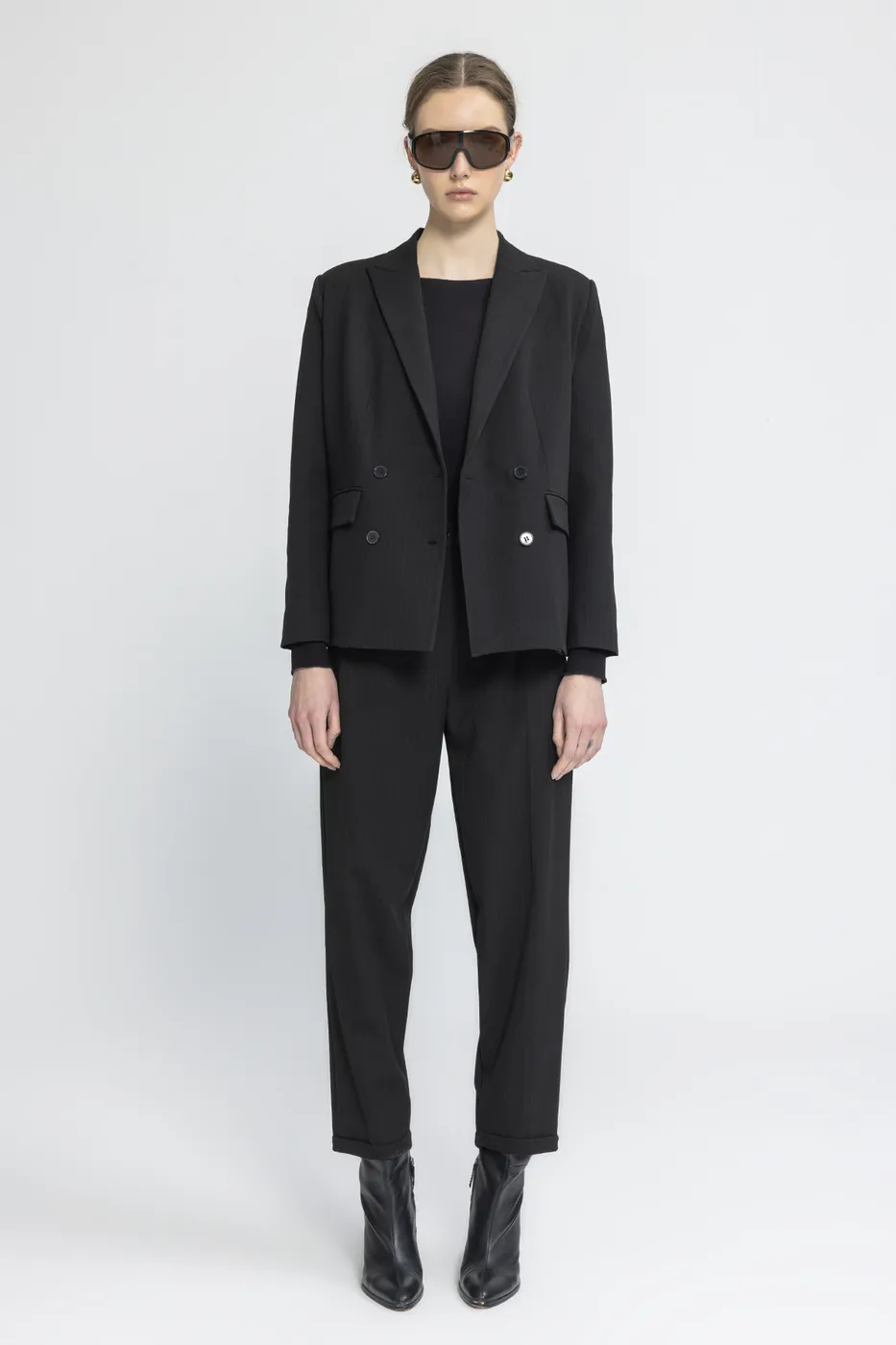 Bayan Siyah Baggy Kumaş Pantolon