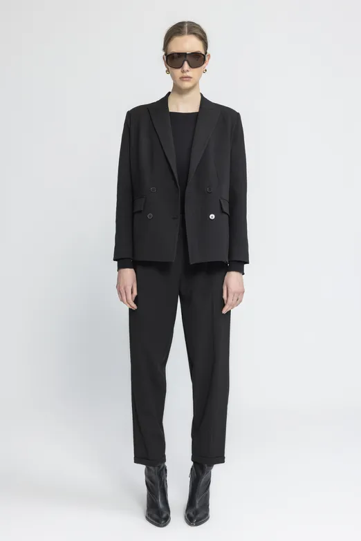 Bayan Siyah Baggy Kumaş Pantolon - BSL