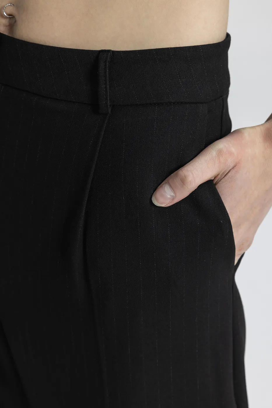 Bayan Siyah Baggy Kumaş Pantolon