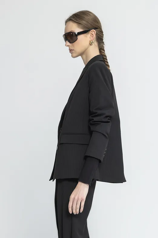 Bayan Siyah Kruvaze Blazer Ceket - BSL
