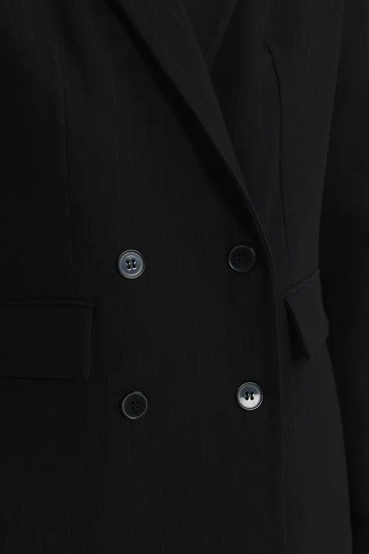 Bayan Siyah Kruvaze Blazer Ceket - BSL