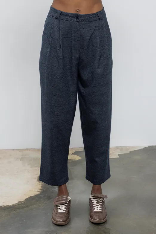 Bayan Lacivert Baggy Kumaş Pantolon - BSL