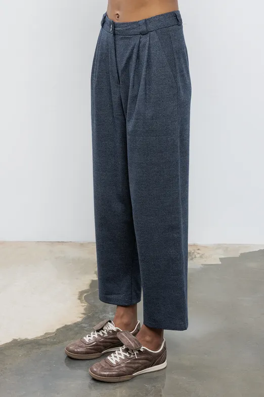 Bayan Lacivert Baggy Kumaş Pantolon - BSL