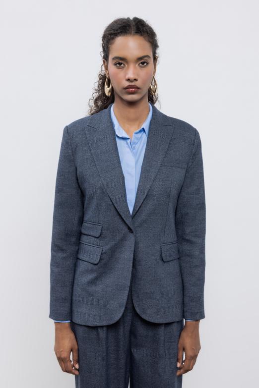 Bayan  Ekoseli Blazer Ceket