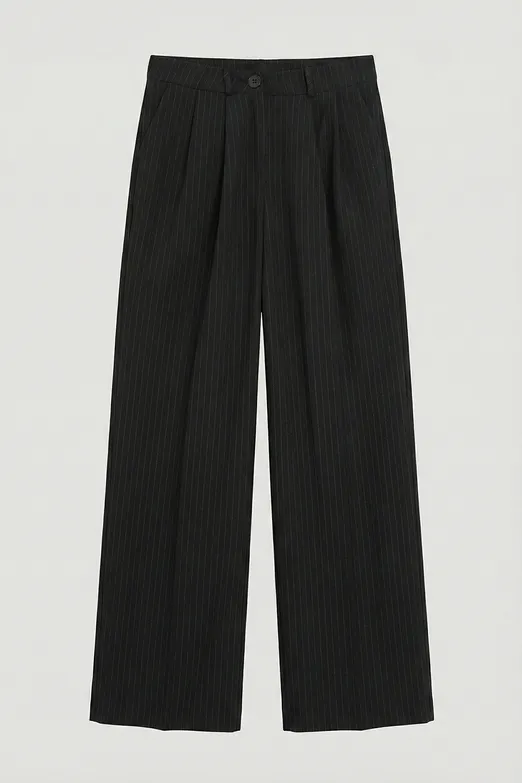 Bayan Siyah Düz Kesim Bol  Pantolon - BSL