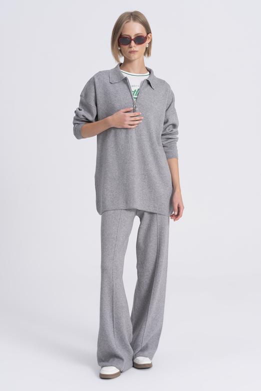 Bayan  Düz Kesim Triko Pantolon