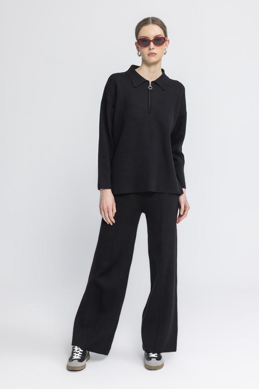 Bayan  Düz Kesim Triko Pantolon