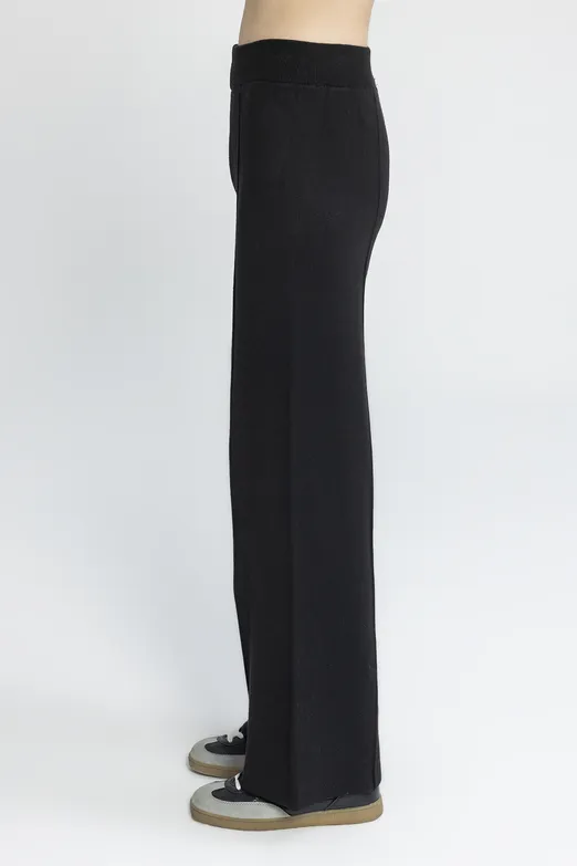 Bayan Siyah Düz Kesim Triko Pantolon - BSL