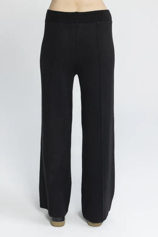 Bayan Siyah Düz Kesim Triko Pantolon - BSL