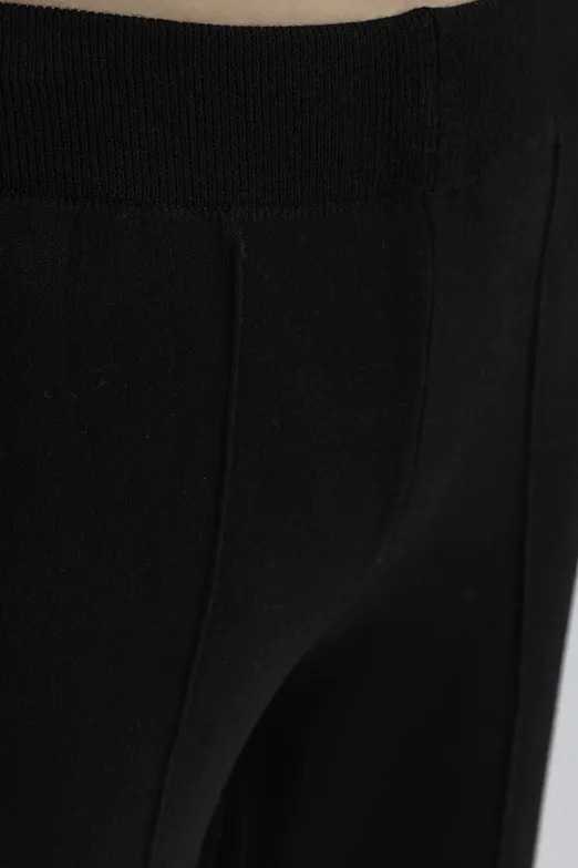Bayan Siyah Düz Kesim Triko Pantolon - BSL