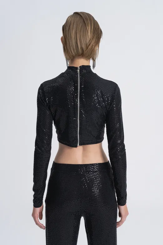 Bayan Siyah Pulpayet Crop  Top - BSL