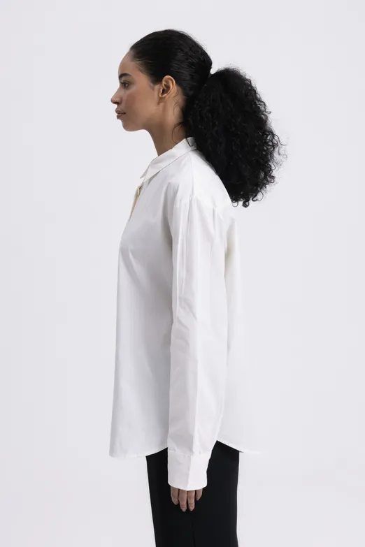 Bayan Beyaz %100 Cotton Gömlek - BSL
