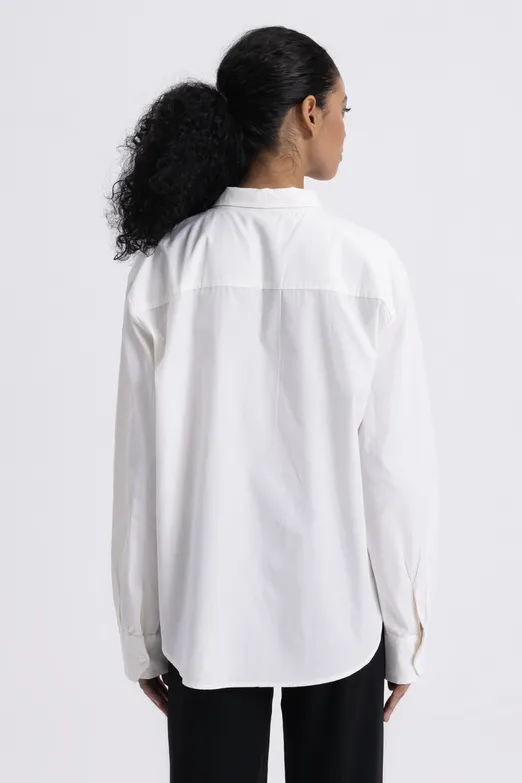 Bayan Beyaz %100 Cotton Gömlek - BSL
