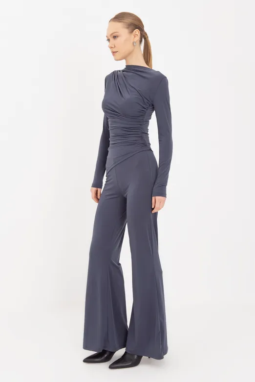 Bayan Antrasit İspanyol Paça Pantolon - BSL