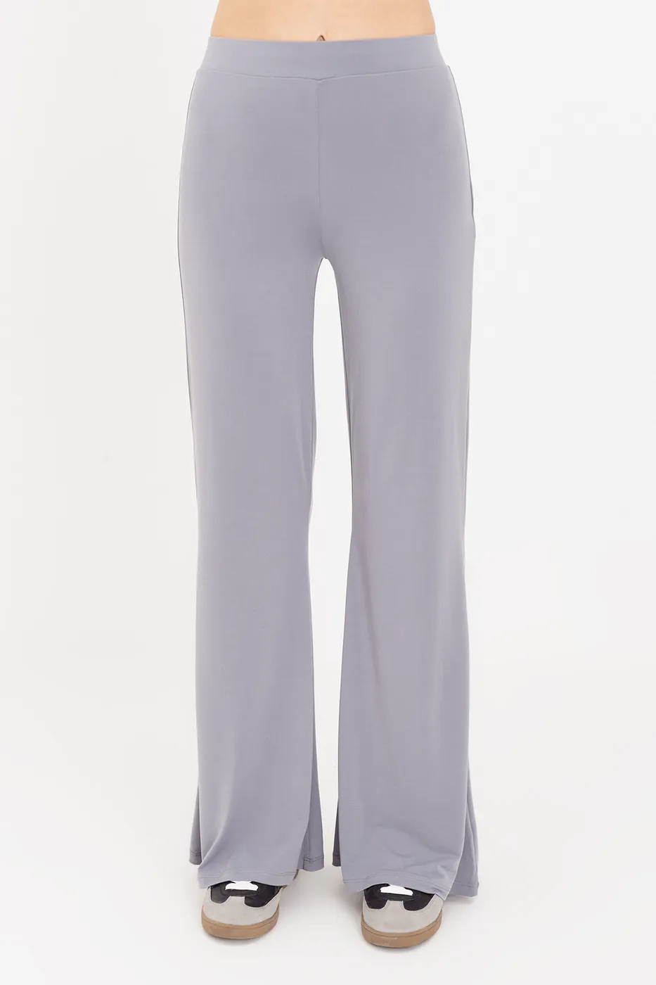 Bayan Gri İspanyol  Paça Pantolon