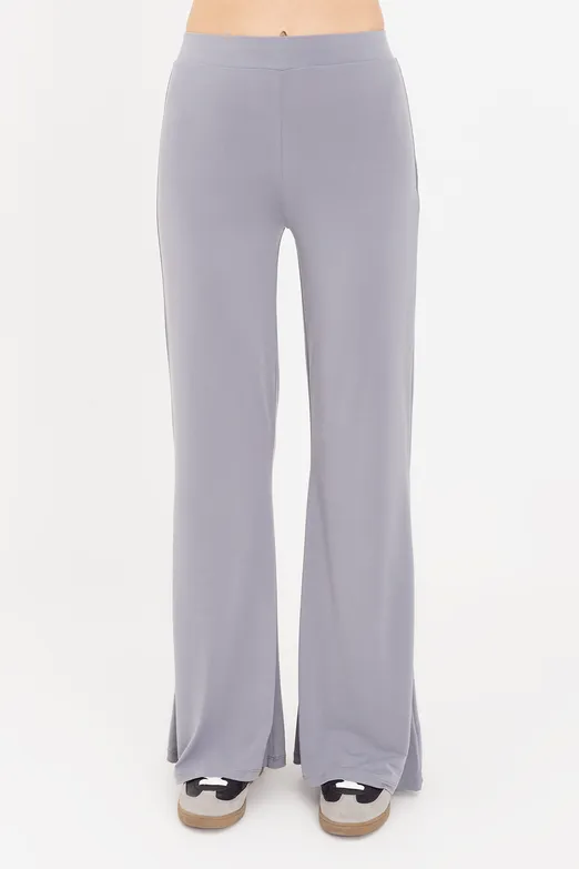 Bayan Gri İspanyol  Paça Pantolon - BSL