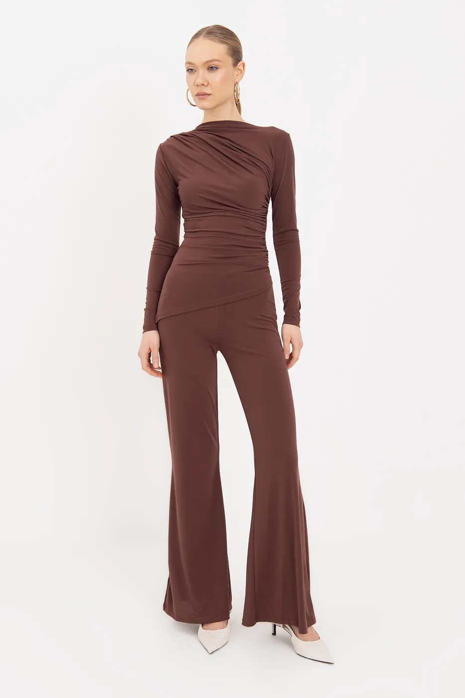 Bayan Kahverengi İspanyol  Paça Pantolon