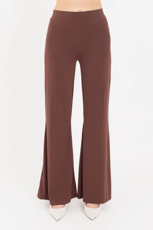 Bayan Kahverengi İspanyol  Paça Pantolon - BSL