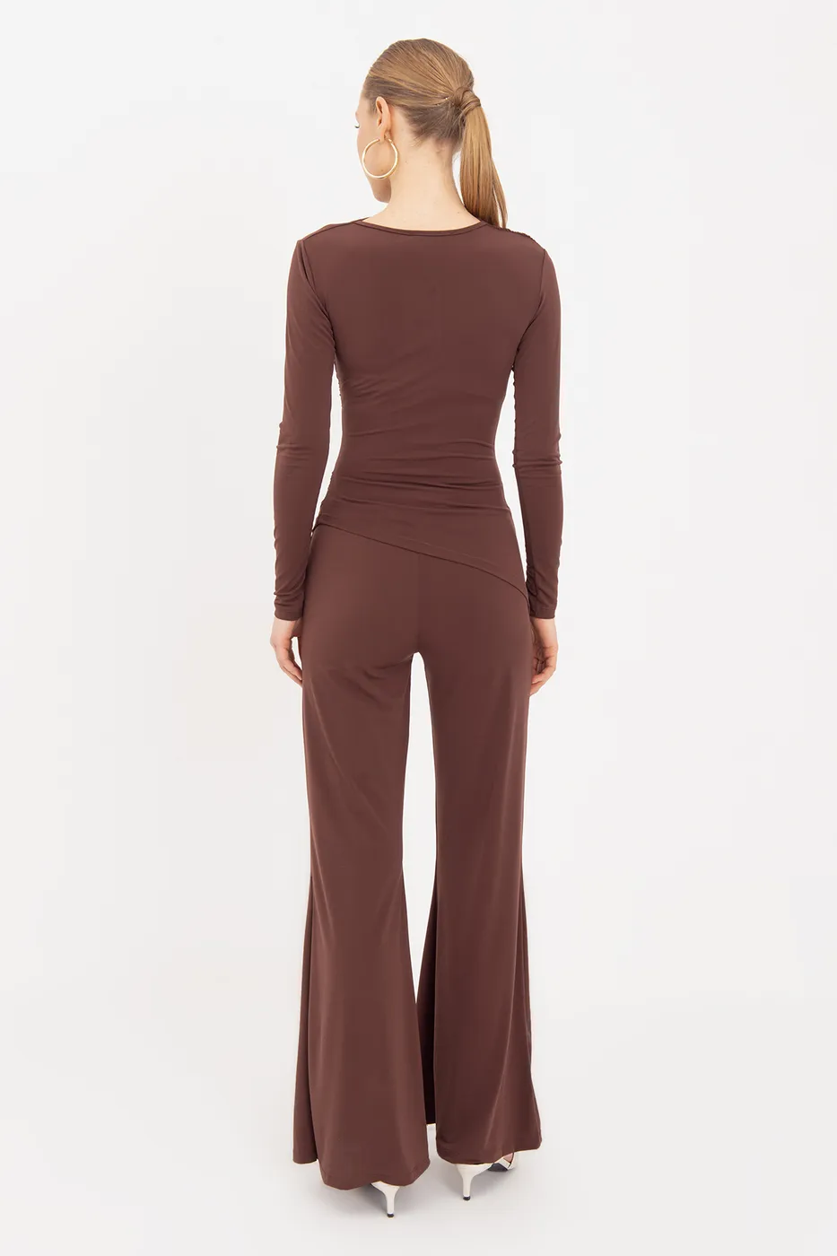 Bayan Kahverengi İspanyol  Paça Pantolon